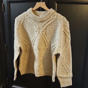 Cozy Cream/light Tan Cable Knit Sweater